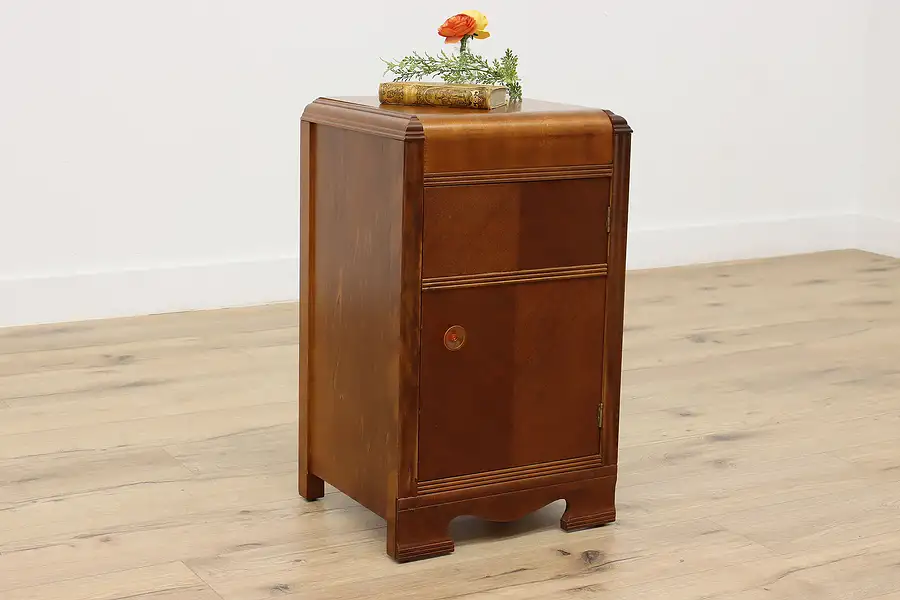 Main image of Art Deco Vintage Mahogany & Bakelite Nightstand or End Table