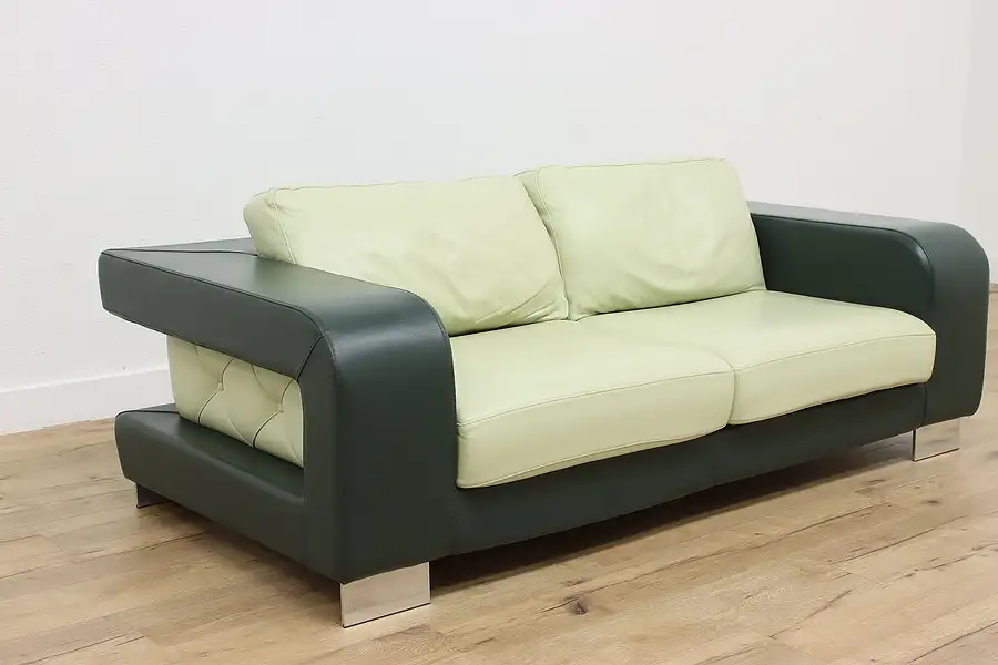 Main image of Italian Contemporary Green Leather Club Sofa, GSG