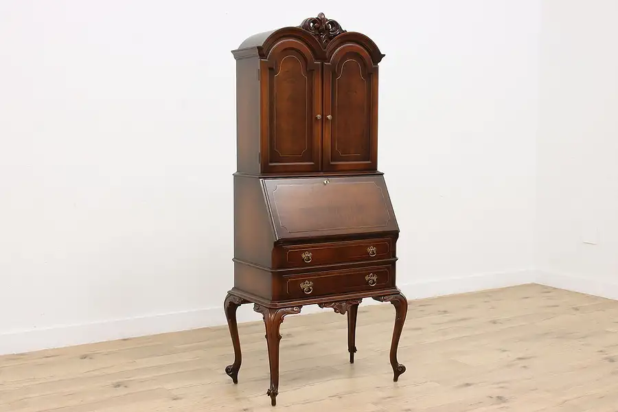 Main image of Georgian Design Vintage Drop Front Secretary Desk, Signed