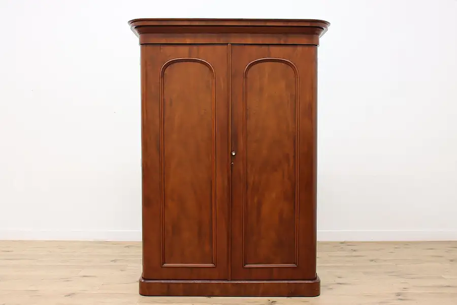 Main image of English Antique Empire Mahogany Armoire Wardrobe Linen Press