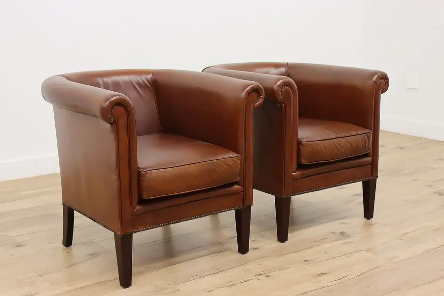 Main image of Pair of Vintage Art Deco Leather Club or Office Chairs Laura