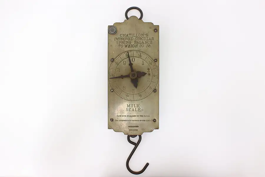 Main image of Farmhouse Antique Brass & Iron 30 lb Milk Scale, Chatillon