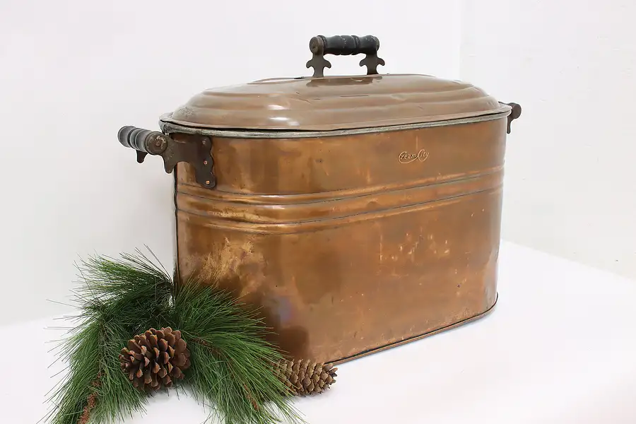 Main image of Farmhouse Antique Copper Boiler Washer Kindling, Cream City