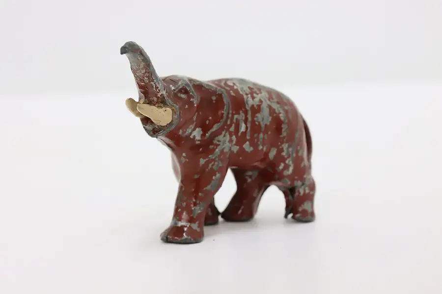 Main image of Roaring Elephant Vintage Red Painted Sculpture