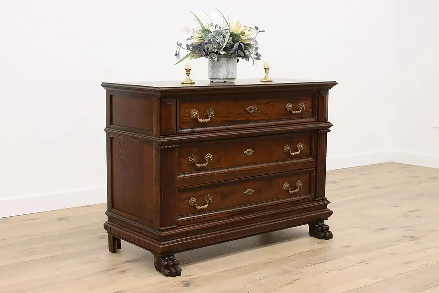 Main image of Renaissance Antique Carved Walnut Italian Chest or Dresser