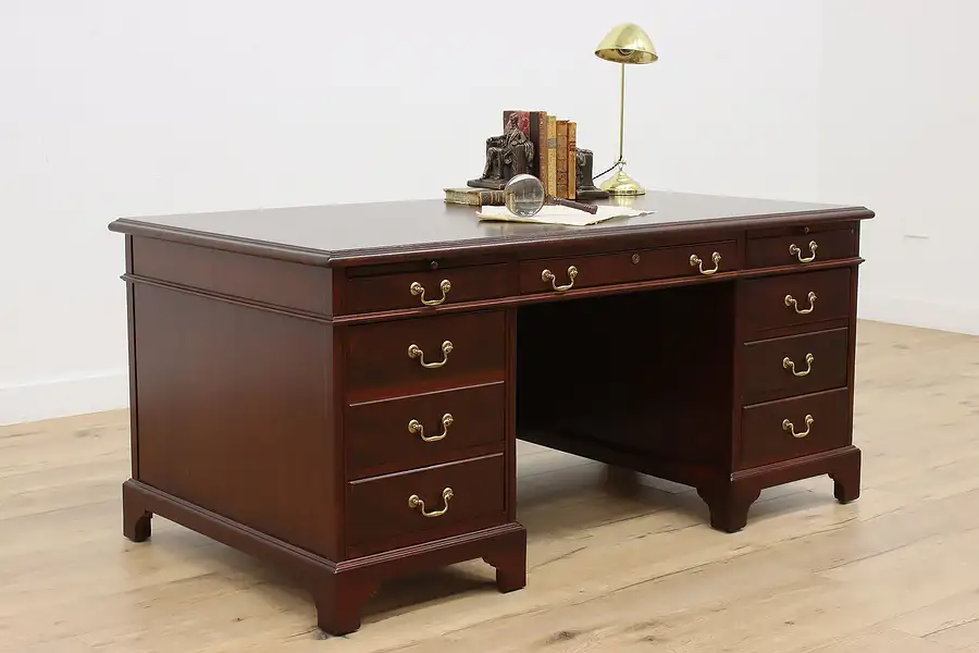 Main image of Traditional Office Library Vintage Walnut Desk, File Drawer