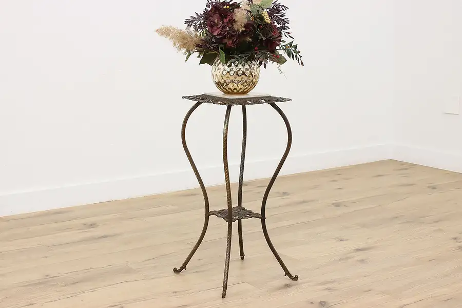 Main image of Victorian Antique Iron & Marble Plant or Sculpture Stand