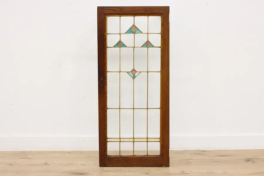 Main image of Arts & Crafts Antique Arch Salvage Stained Glass Window Door