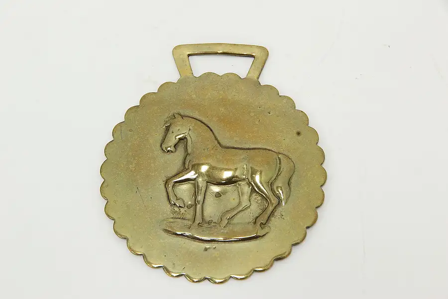 Main image of Horse Vintage Brass Harness Medallion, Horse