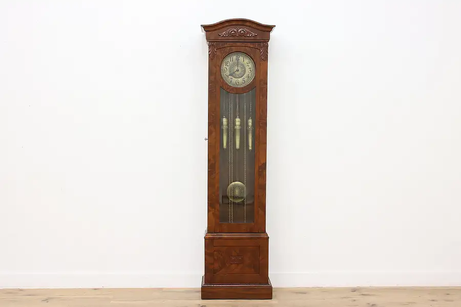 Main image of German Antique Mahogany Tall Case Grandfather Clock, Isgus