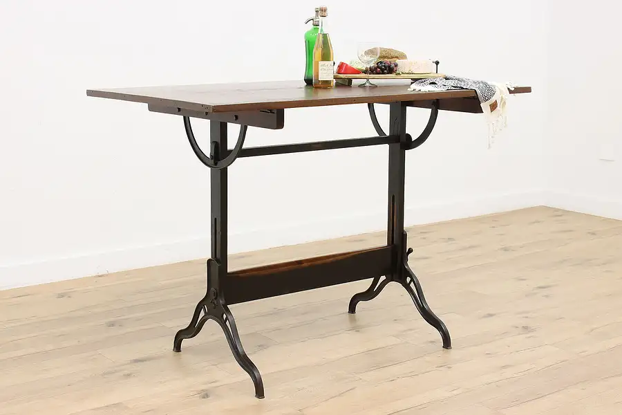 Main image of Industrial Antique Desk Farmhouse Kitchen Island, Hamilton