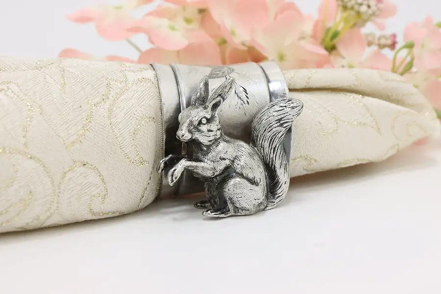 Main image of Squirrel Victorian Antique Silverplate Napkin Ring