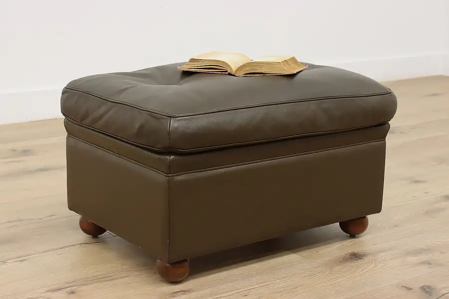 Main image of Italian Vintage Leather Ottoman or Bench, Poltrona Frau