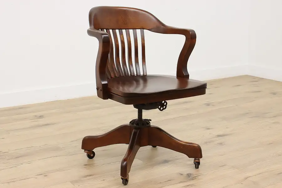 Main image of Traditional Antique Birch Swivel Adjustable Chair, Milwaukee