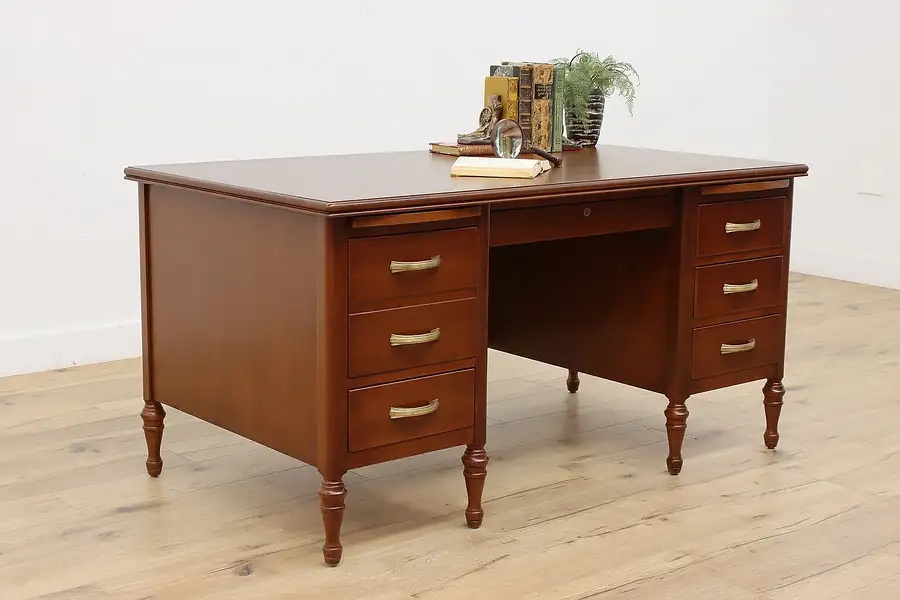 Main image of Traditional Vintage Mahogany Office or Library Desk, Jasper