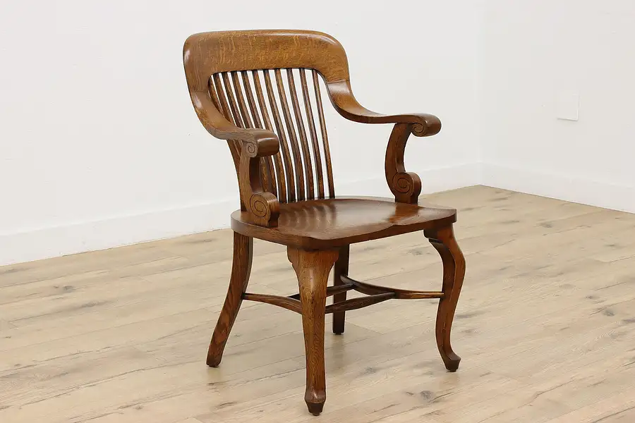 Main image of Quarter Sawn Oak Antique Office or Library Desk Chair