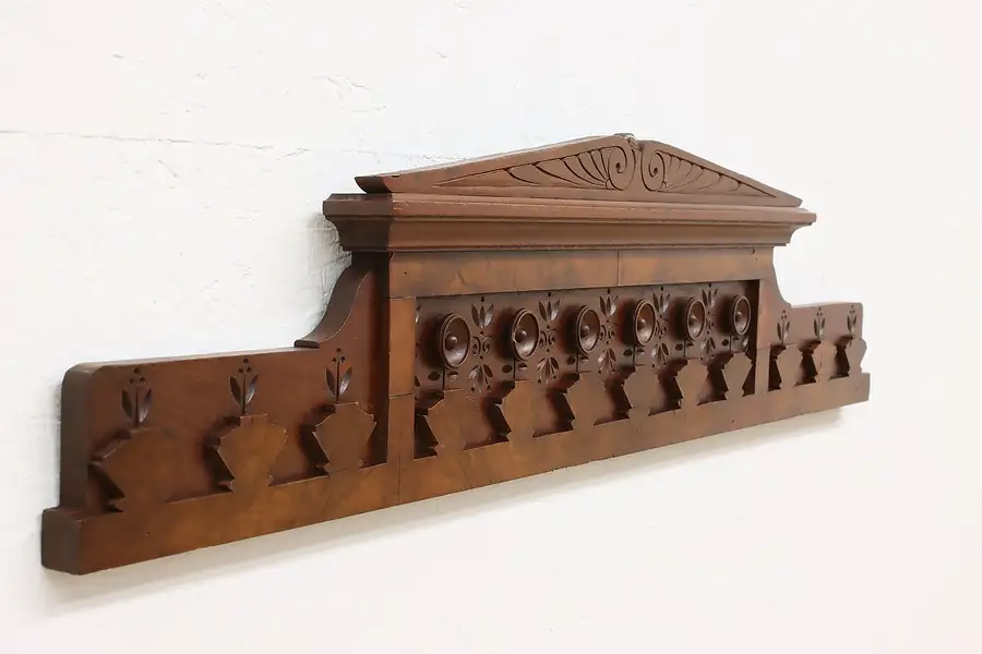 Main image of Victorian Eastlake Carved Walnut Antique Salvage Wall Crest