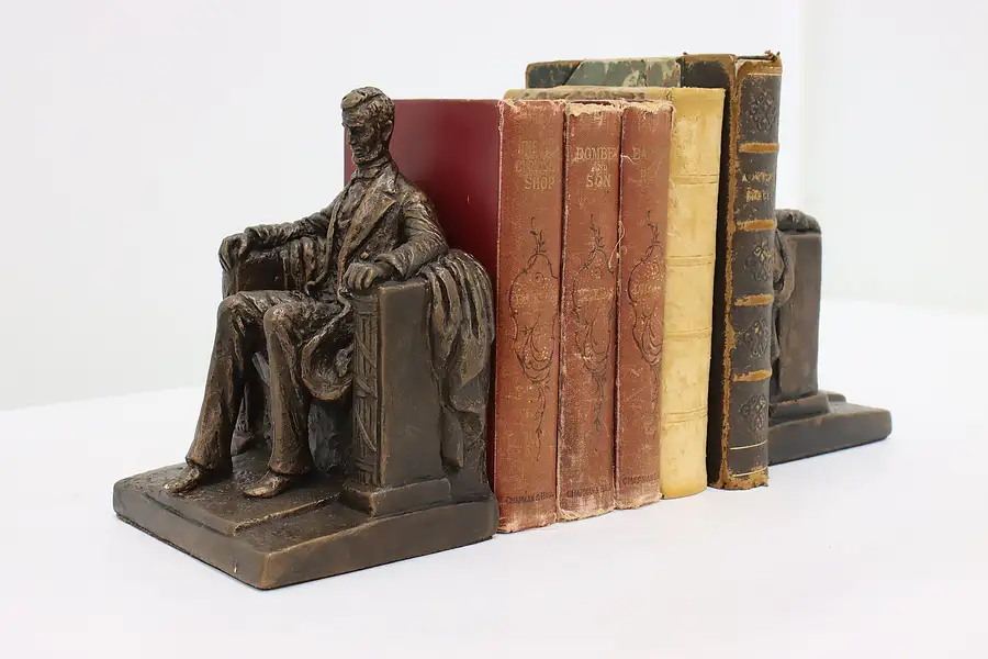 Main image of Pair of President Lincoln Bronze Finish Bookends, Austin