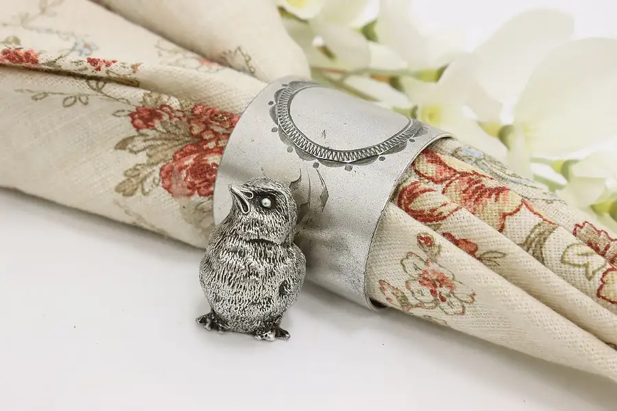 Main image of Victorian Antique Silverplate Napkin Ring with Bird