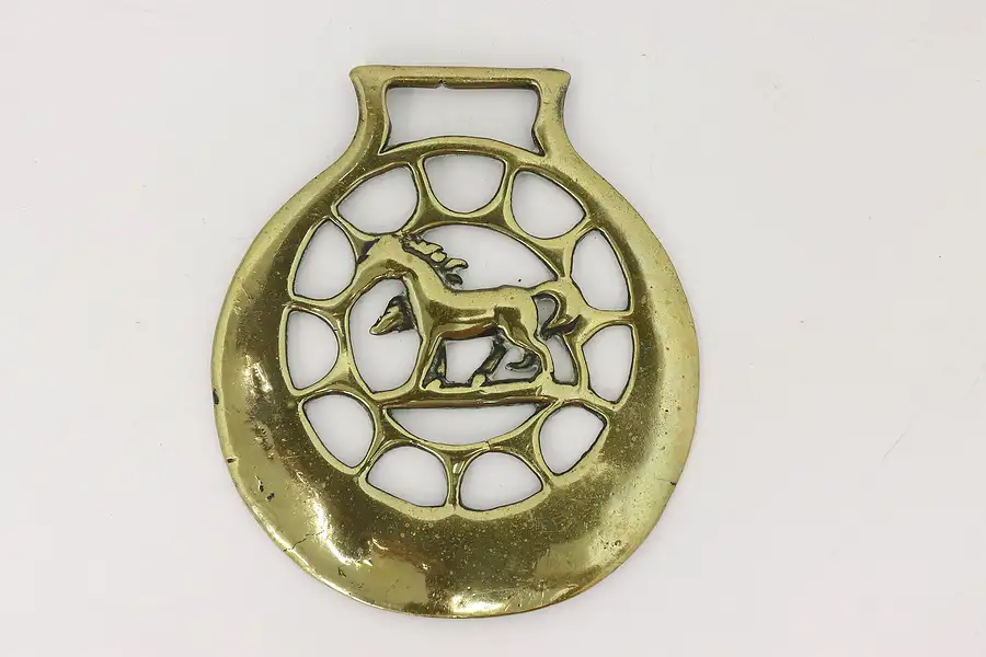 Main image of Horse Antique Brass Harness Medallion, Horse