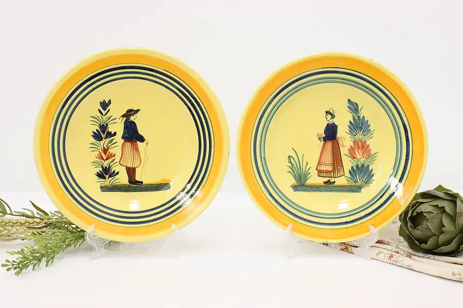 Main image of Pair of Hand Painted Vintage Henriot Quimper Plates