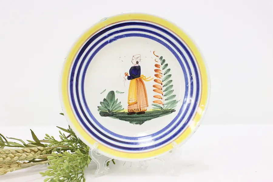 Main image of French Vintage Henriot Quimper Hand Painted Plate, Brittany