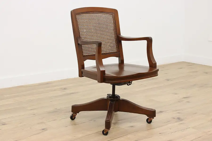 Main image of Traditional Antique Office Library Swivel Desk Chair Milwaukee