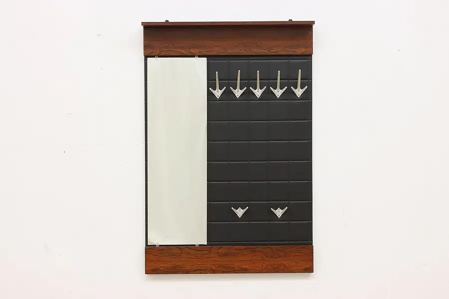 Main image of Midcentury Modern Vintage Rosewood Hall Coat Rack & Mirror