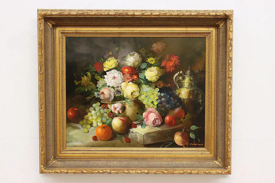 Main image of Fruit Still Life Vintage Original Oil Painting Giordano 40.5"