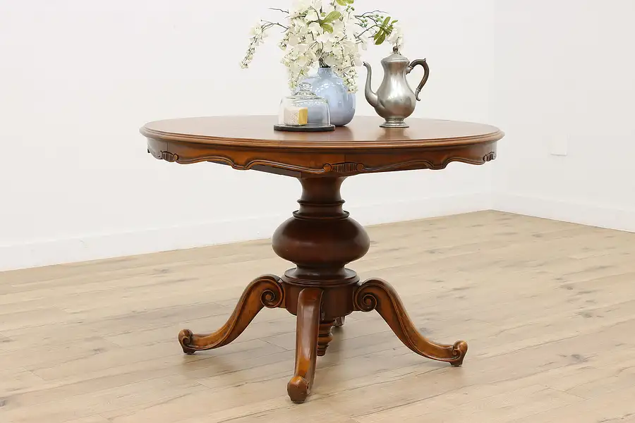 Main image of Country French Vintage Walnut Dining Table, Butterfly Leaf