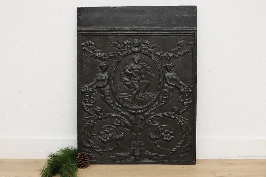 Main image of Classical Antique Cast Iron Fireplace Hearth Fireback