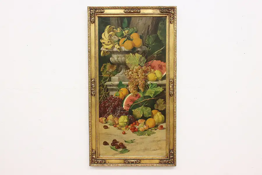 Main image of Still Life Fruit 1887 Original Oil Painting Rumoroso 55"