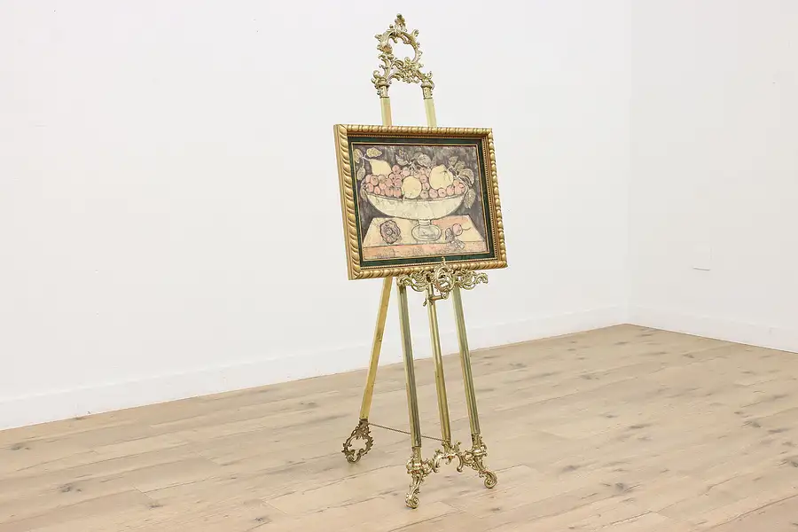 Main image of Rococo Design Brass Vintage Artist Picture or Painting Easel