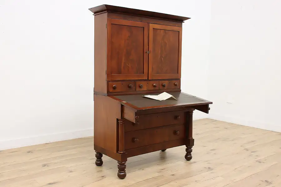 Main image of Empire Antique Mahogany Secretary Desk & Bookcase