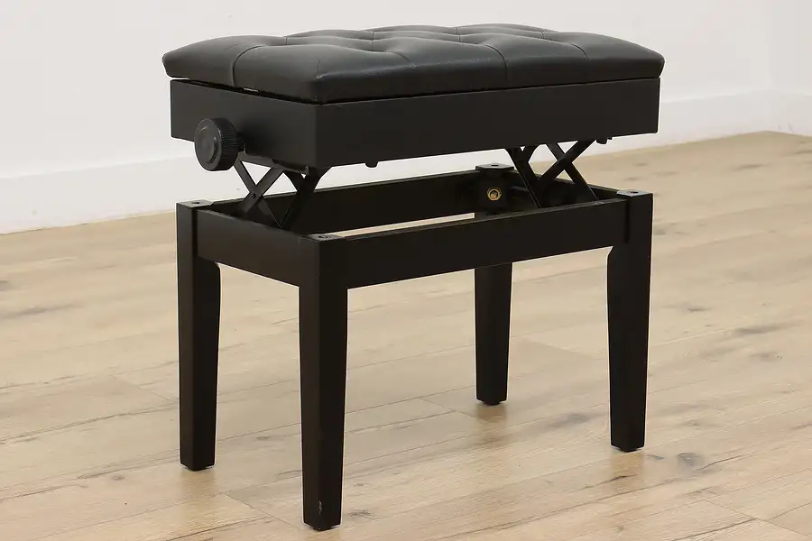 Main image of Tufted Vinyl Vintage Adjustable Piano Bench w/Storage