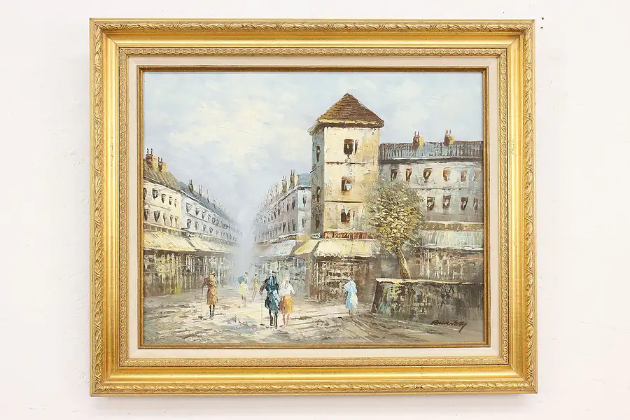 Main image of Paris Street Vintage Original Oil Painting, Burnett 25.5"