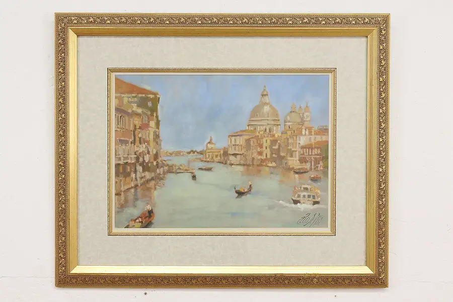 Main image of Venice Grand Canal Vintage Original Oil Painting Signed 31"