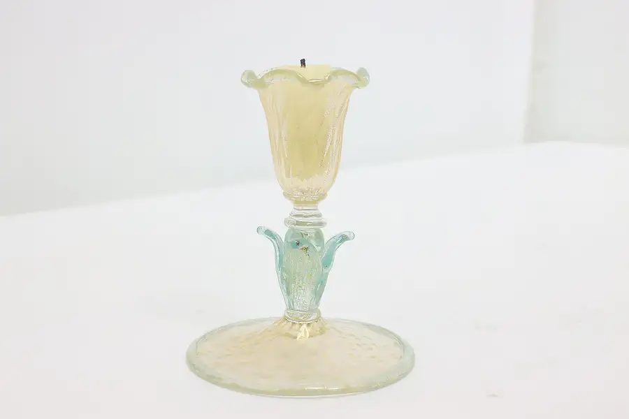 Main image of Italian Vintage Murano Art Glass Flower Shape Candlestick