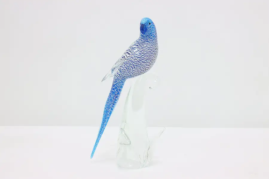 Main image of Murano Art Glass Vintage Italian Blue, Silver Bird Sculpture