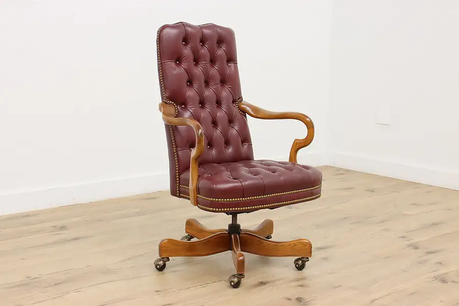 Main image of Tufted Leather Office Swivel Desk Chair Hancock & Moore