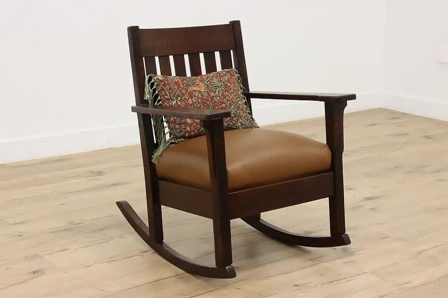 Main image of Arts & Crafts Mission Oak Antique Craftsman Rocking Chair