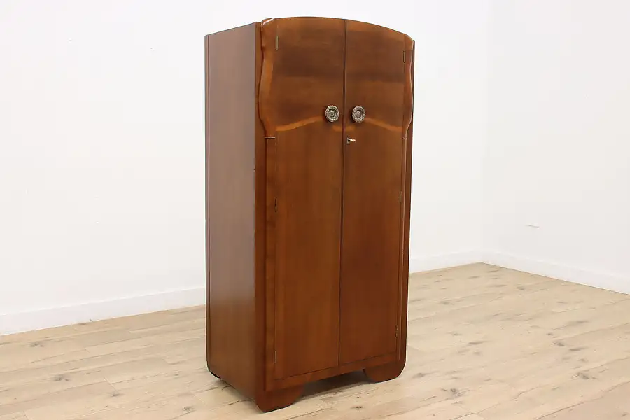 Main image of Art Deco Vintage Walnut Closet, Chifferobe, Armoire, Durable