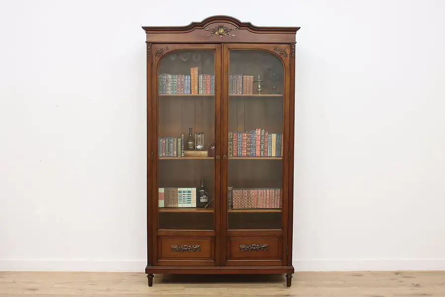 Main image of French Antique Mahogany Office Bookcase or Display Cabinet