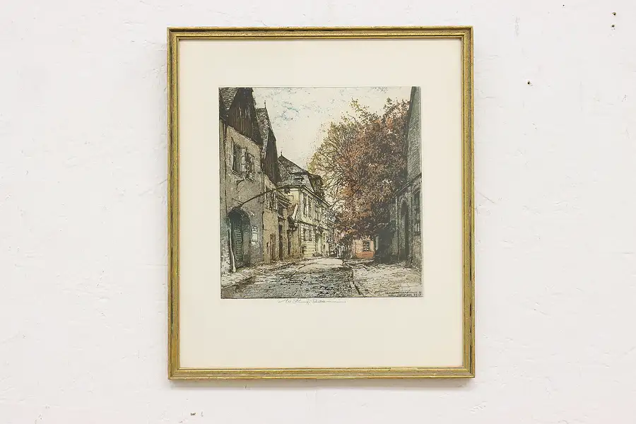 Main image of Vienna Street Scene Vintage Original Etching, Kasimir 16"