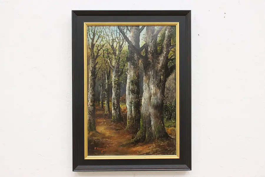 Main image of Forest Path Vintage Original Oil Painting, Fuzessery 23"