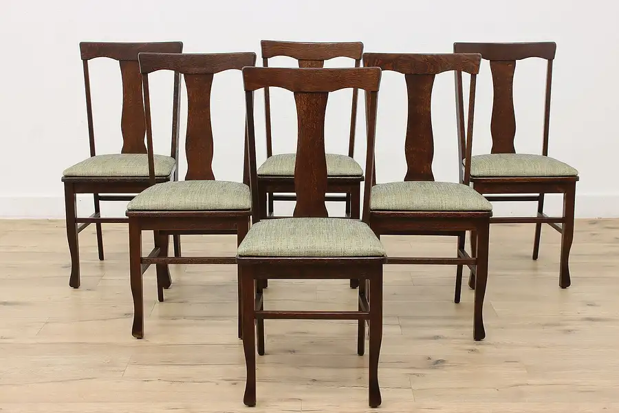 Main image of Set of 6 Arts & Crafts Mission Oak Antique Dining Chairs