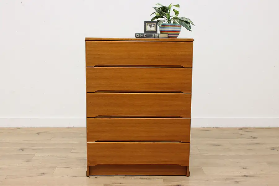 Main image of Midcentury Modern Vintage Teak Danish Tall Chest or Dresser