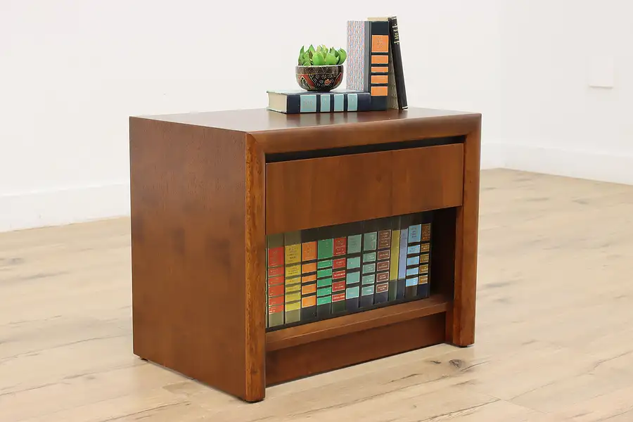 Main image of Midcentury Modern Vintage Walnut Nightstand, End Table Lane