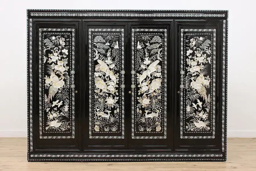 Main image of Korean Najeonchilgi Vintage Lacquer & Pearl Wardrobe Armoire