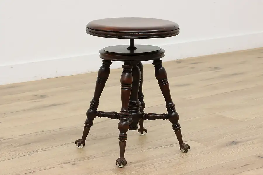 Main image of Victorian Antique Swivel Adjustable Piano Stool, Holtzman